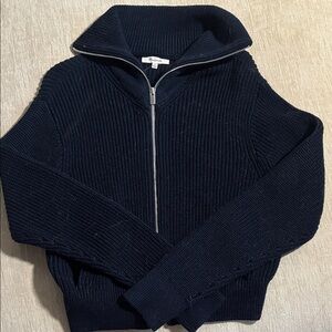Madewell Women’s Dark Blue Zip-Up Sweater
